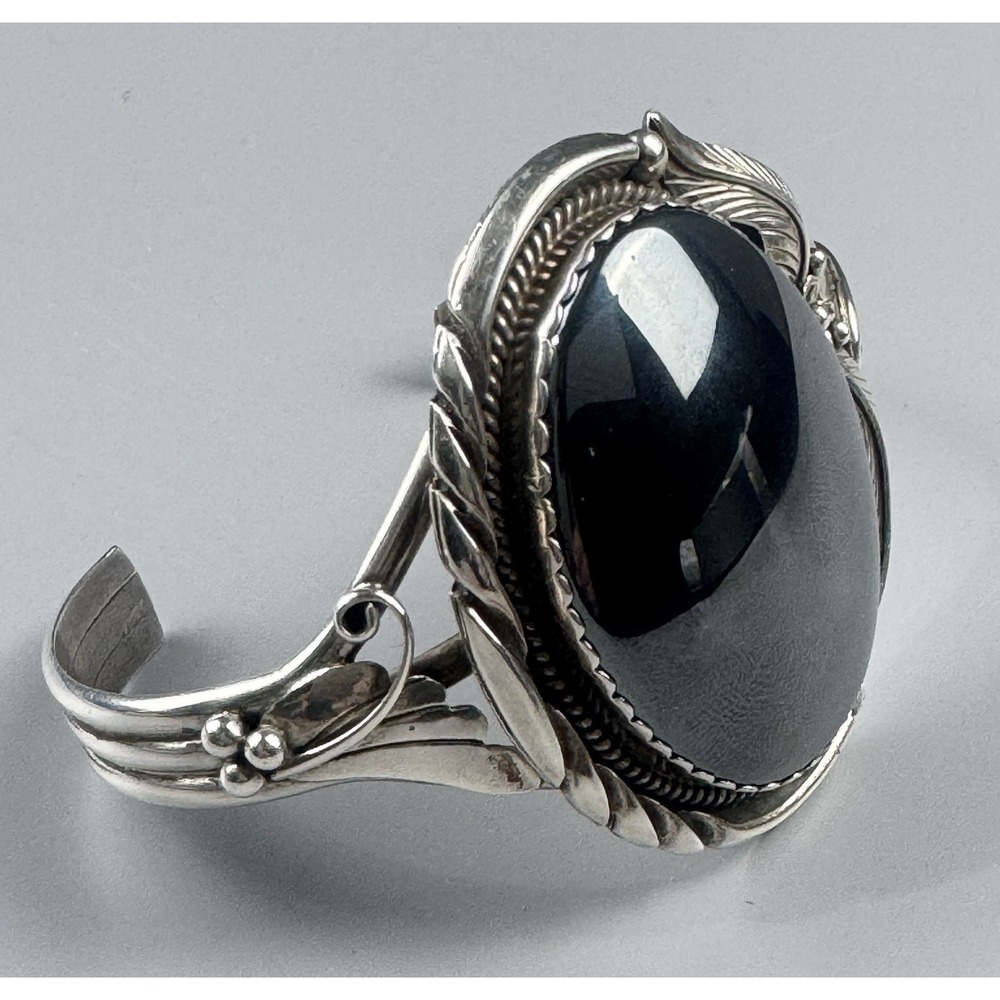 Gerald Mitchell Navajo Sterling Silver Massive 2" Black Onyx Cuff Bracelet GM